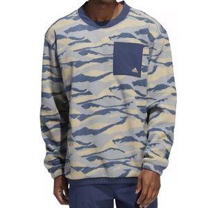 Adidas Men's Texture Print Crewneck Golf Fleece Sweatshirt, Size L EUC